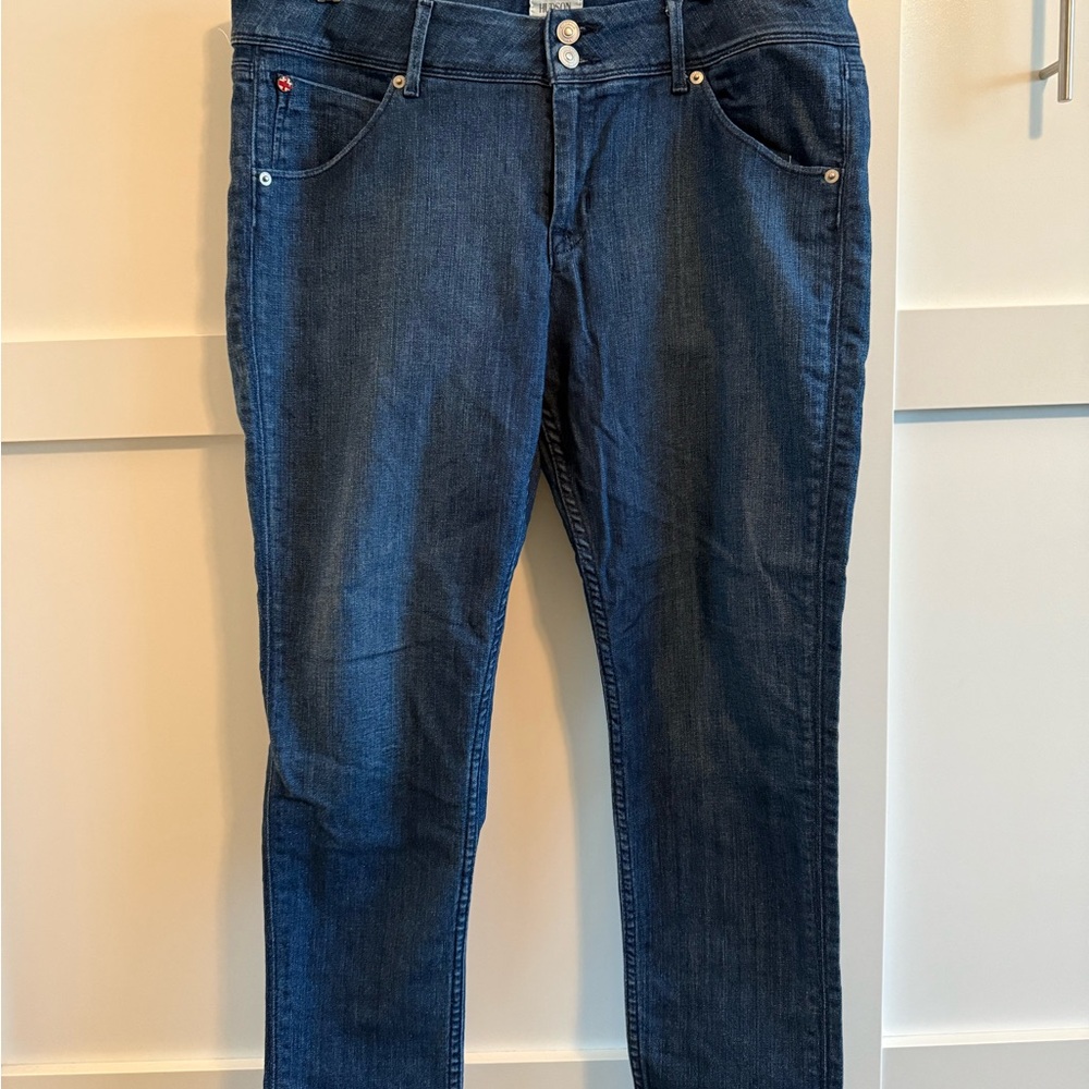 Hudson Jeans Dark Blue Straight Leg Women's Jeans Collin flap skinny crop